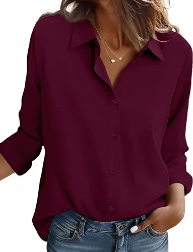 Vista 25 de ZEAGOO Camisa de manga larga con botones para mujer, blusas con estampado floral, trajes de trabajo casuales de negocios, tallas S-XXL