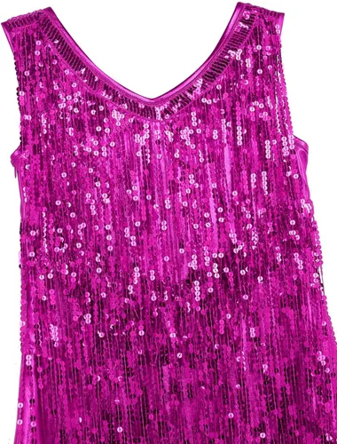 Vista 5 de iiniim Vestido Flapper para mujer, cuello en V, lentejuelas brillantes de los años 20, borlas y flecos, disfraz de baile de salón latino