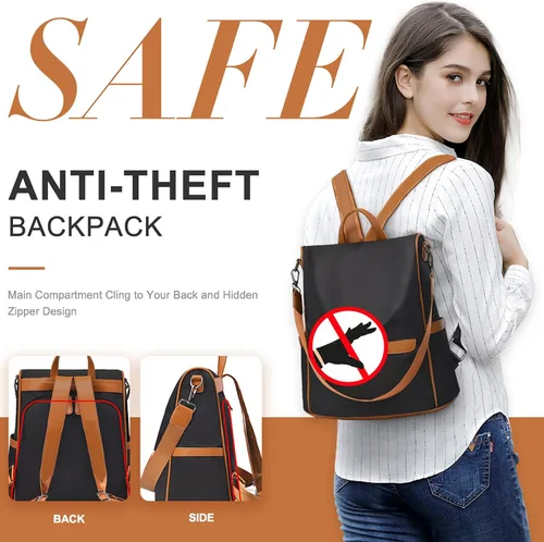 Vista 2 de Charmore - Mochila de viaje para mujer, de nylon, antirrobo, resistente al agua, ligera, estilo casual