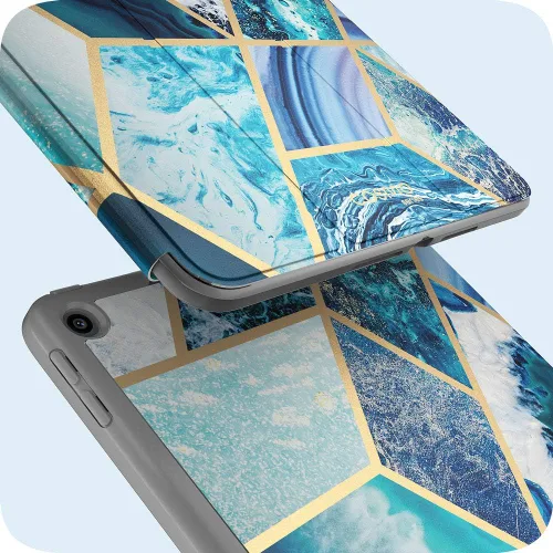 Vista 6 de i-Blason Cosmo - Funda para iPad de 9ª/8ª/7ª generación, iPad 10.2 (2021/2020/2019), triple pliegue de cuerpo completo con protector de pantalla Azul