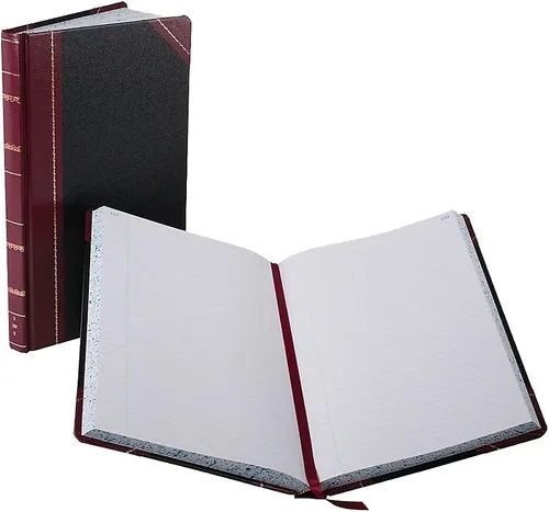 Vista 2 de Boorum & Pease Libro de cuentas 9300R, con récord, 300 páginas, 14-1/8 pulgadas x 8-5/8 pulgadas, negro/rojo