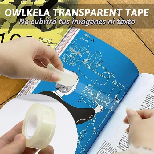 Vista 5 de OWLKELA 6 rollos de repuesto de cinta transparente, cinta transparente, cinta brillante transparente multiusos para oficina, hogar, escuela Cinta
