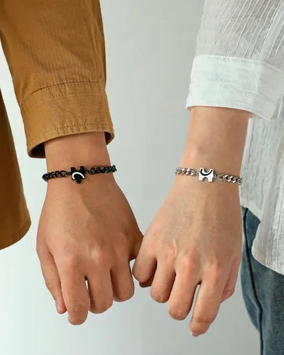 Vista 4 de UNGENT THEM You Are My Missing Piece of The Puzzle – Pulseras para parejas, aniversario, Navidad, I Love You Sweetest Día de San Valentín, regalos