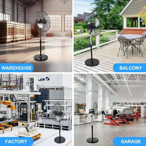 Vista 7 de Xcity Ventilador de pie de 18 pulgadas, ventilador de pedestal oscilante industrial de alta velocidad máximo de 3100 CFM con inclinación de 90°