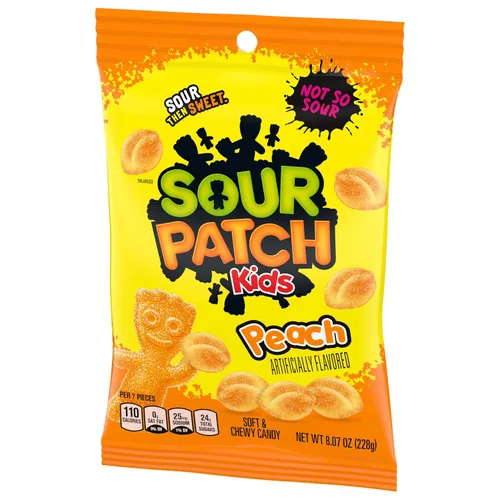 Vista 13 de SOUR PATCH KIDS Peach Soft & Chewy Gummy Candy, caramelos a granel, bolsas de 12-8.07 onzas