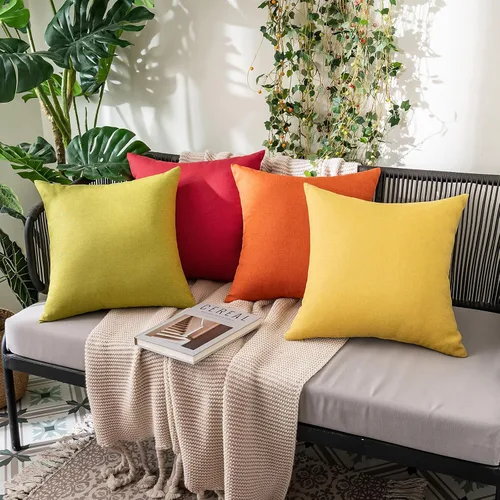 Vista 97 de MIULEE Paquete de 2 fundas decorativas para almohadas de exterior, sólidas, impermeables, de lino sintético, estilo granja de jardín, fundas de Óxido