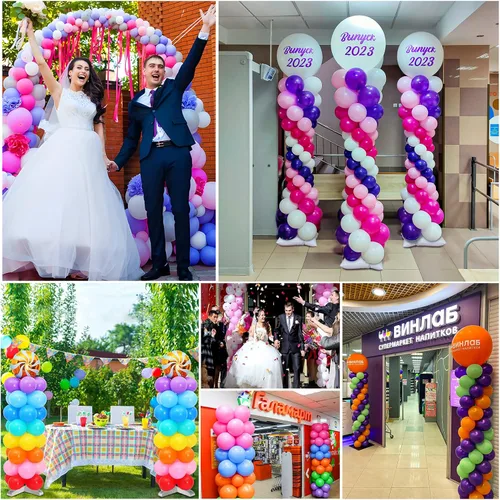 Vista 7 de Kit de arco de globos y soporte de columna de globo de metal y bomba eléctrica para globos, soportes de globos ajustables para suelo con bolsas