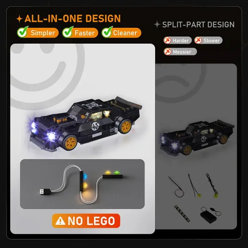 Vista 3 de LIGHTAILING Luz LED compatible con Lego-77262 Ken Block '65 Ford Mustang Hoonicorn V1 - Fácil instalación, cableado oculto, decoración del hogar