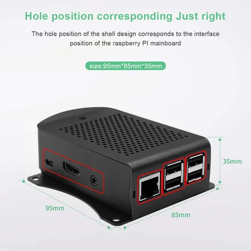 Vista 3 de MakerFocus Raspberry Pi - Funda con ventilador, carcasa de aleación de aluminio Raspberry Pi 3B+ con disipador de calor y destornillador para RPi 3B