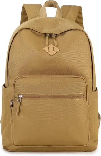Vista 21 de Lohol Mochila clásica para niñas, niños y adolescentes, bolsa ligera para libros, escuela, viajes, universidad (beige/azul)
