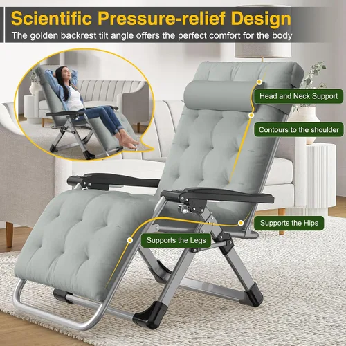 Vista 3 de Suteck - Silla de gravedad cero, sillas plegables con cerradura de aleación de aluminio Folding Patio Recliner w/Removable Pad, Adjustable