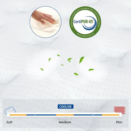 Vista 4 de Colchón Coolvie individual, híbrido de 10 pulgadas, resortes individuales con espuma viscoelástica, cama en una caja, sueño más fresco con alivio