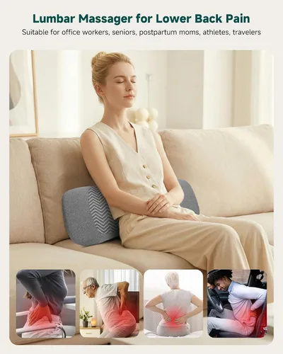 Vista 7 de Almohada de apoyo lumbar 3 en 1, masajeador de espalda de elevación de aire Gris-oscuro