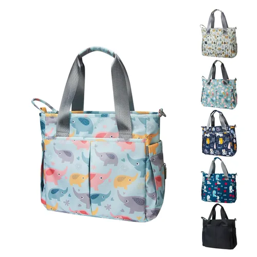 Vista 7 de Bolsa de pañales impermeable para mamá y papá, bolsas de viaje medianas multifunción (búho lindo)
