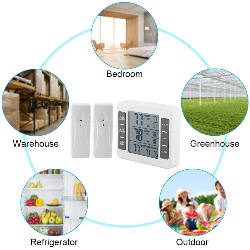 Vista 8 de Termómetro para nevera, termómetro digital para congelador, termómetro con 2 sensores y alarma acústica, congelador interior y exterior