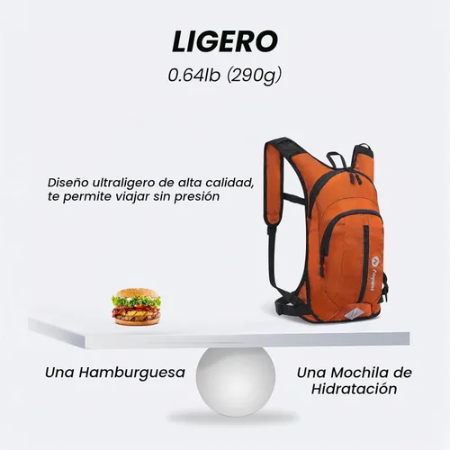 Vista 3 de Nepest Hydration Pack Backpack with 2L Water Bladder Reflective Lightweight Water Pack, Hydropack bag for Hiking, Running, Biking, Cycling, Naranja