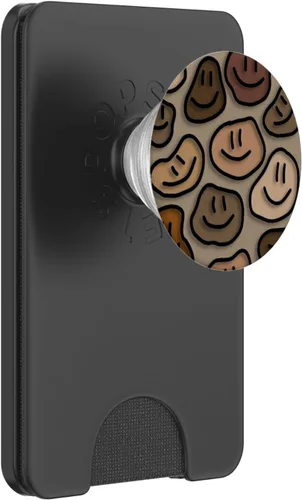 Vista 7 de trippy líquido remolino goteo arte estético beige sonrisa cara PopSockets estándar PopGrip