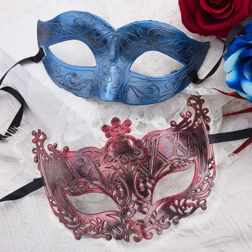 Vista 4 de FEQO 48 máscaras de mascarada, máscaras antiguas vintage venecianas