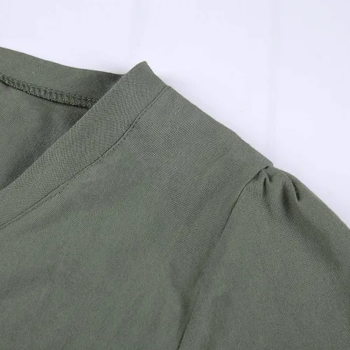 Vista 5 de Kiosan Vestidos de verano 2023 Vestido de trabajo sin mangas de manga corta sólido con cuello en V vestido casual de mujer vestido maxi