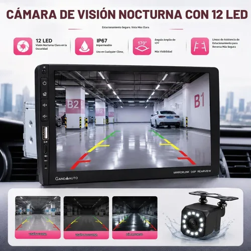 Vista 4 de Estéreo de Coche de 9 Pulgadas de DIN Único con Apple CarPlay Inalámbrico Android Auto, Radio de Coche, Pantalla Táctil IPS de 9" de Capacitancia