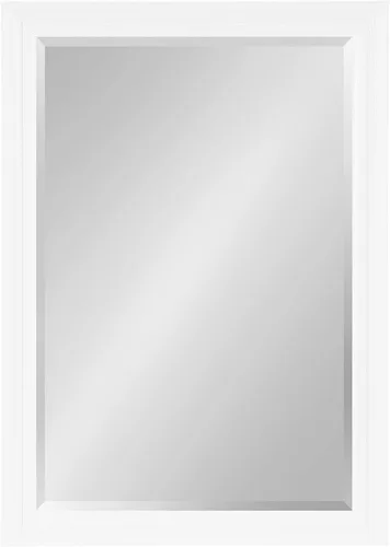 Vista 8 de Kate and Laurel Whitley Espejo de pared tradicional enmarcado; 24 x 34; blanco; espejo de baño rectangular costero con perfil de transición y diseño
