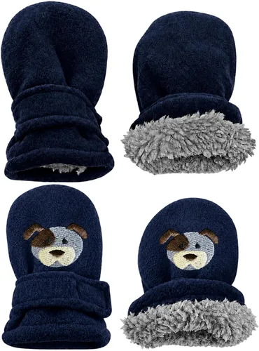 Vista 33 de N'Ice Caps Baby Toddler Mittens Kids 2 Pair Pack Fleece Warm Sherpa Lined Negro + Gris