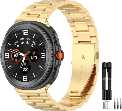 Vista 6 de Metal Bands Compatible for Samsung Galaxy Watch 8, Galaxy Watch 8 Classic Smartwatch for Women & Men, Solid Stainless Steel Adjustable Strap