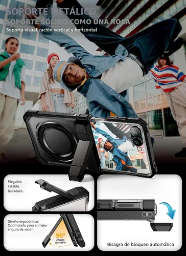 Vista 6 de SUPCASE Funda para Samsung Galaxy Z Flip 7 con soporte y protector de pantalla frontal (Unicorn Beetle Grip), [compatible con MagSafe]