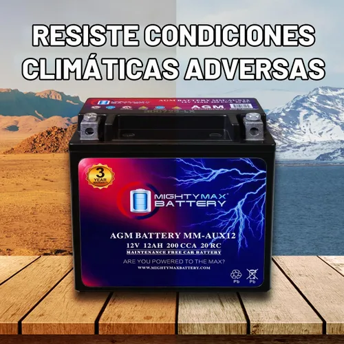 Vista 8 de Mighty Max Battery MM-AUX12 Batería Auxiliar 12 V 12 Ah, 20 RC, 200 CCA Batería AGM recargable para auto