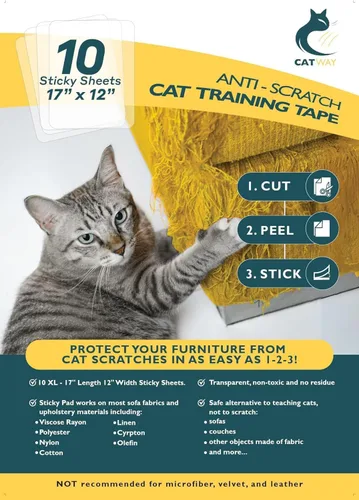 Vista 9 de Paquete de 20 protectores de muebles antiarañazos para gatos, protector de sofá para gatos, cinta disuasoria de entrenamiento para arañazos de sofá
