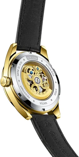 Vista 4 de SOLLEN Relojes dorados para hombre, reloj automático de cuerda automática, 3 ATM, resistente al agua, con movimiento original, 1.614 in, funda