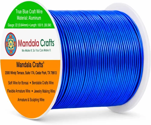 Vista 203 de Mandala Crafts - Alambre de aluminio anodizado de calibre 22 para hacer joyas - 137.2 m de alambre flexible surtido y coloreado - Doble para bonsái