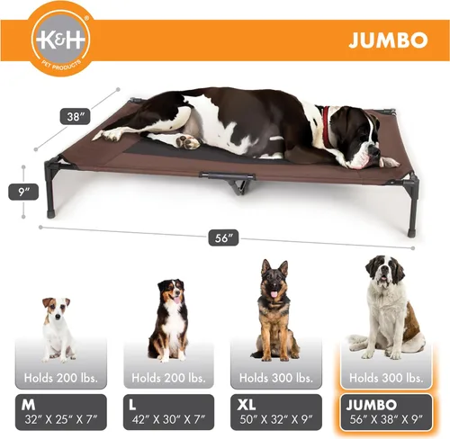 Vista 4 de K&H - Cama elevada para perros para exteriores, cama elevada para perros extra grandes y gigantes, diseño de hamaca central de malla transpirable