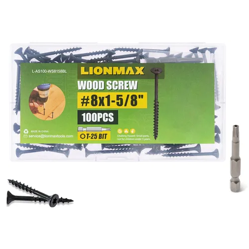 Vista 11 de LIONMAX Tornillos de cubierta de 1-1/4 pulgadas, tornillos para madera #8 x 1-1/4 pulgadas, 100 unidades, resistentes a la corrosión, revestimiento