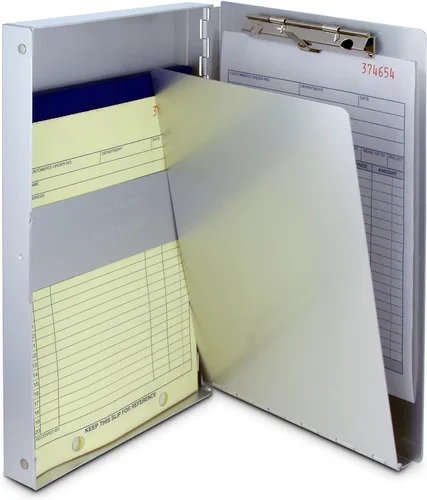 Vista 2 de Saunders Portaformularios Snapak de aluminio reciclado, tamaño de notas, Gris