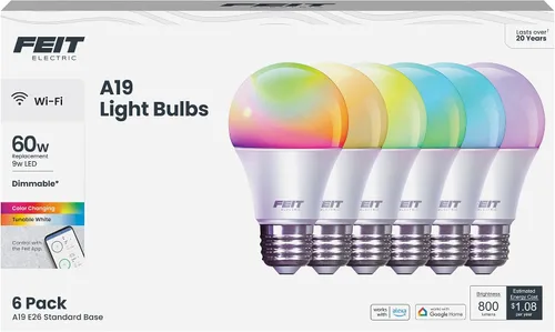 Vista 7 de Feit Electric - Bombillas inteligentes A19 RGBW que cambian de color, 60 W Eq - 1 paquete