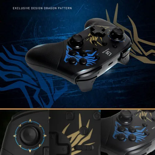 Vista 9 de GAME'NIR DRAGON PATTERN Wireless Switch Controller Support NFC Amiibo, Ergonomic Switch Pro Controller for SwitchSwitch LiteSwitch OLED with Dual