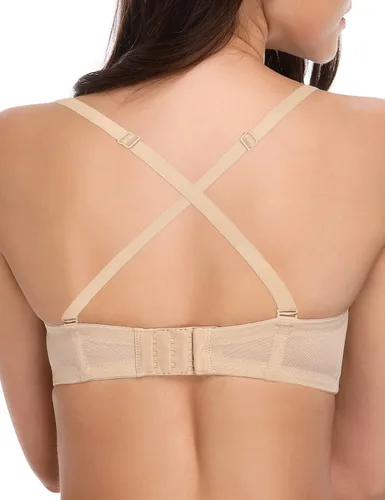 Vista 5 de Wingslove Sujetador de figura completa sin tirantes para mujer, con varillas, contorno multisentido, talla grande, alfombra roja