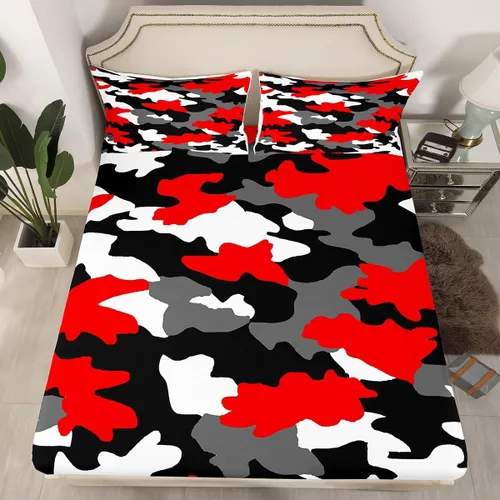 Vista 12 de Erosebridal Juego de ropa de cama de camuflaje para niños, sábanas de camuflaje militar, tamaño individual para adolescentes, jóvenes, adultos