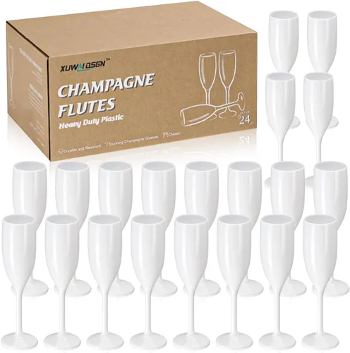Vista 9 de XUWAIDSGN Copas de champán acrílicas, copas de champán para brindis de boda, copa de champán de plástico, reutilizable, irrompible, para despedida