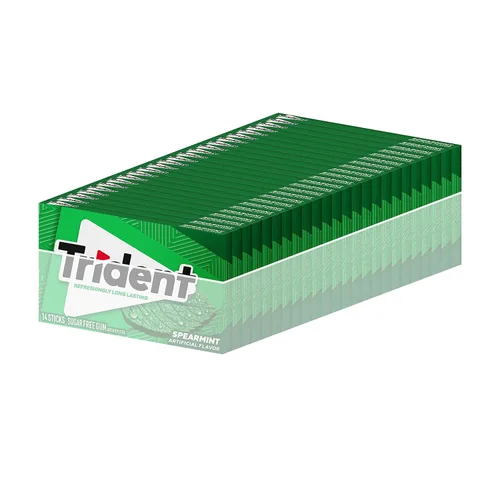 Vista 14 de Trident Chicle de menta verde sin azúcar, a granel, 24 paquetes de 14 piezas (336 piezas en total)