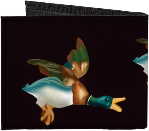 Vista 2 de Cartera plegable de lona Mallards voladores color burdeos