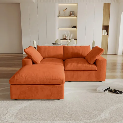 Vista 25 de Cloud - Sofá modular convertible de 80.3 pulgadas en forma de L para sala de estar con otomana de almacenamiento, sofás profundos minimalistas, Negro
