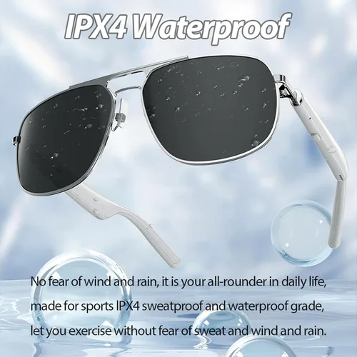 Vista 7 de Xmenha Lentes de sol inteligentes con Bluetooth para hombres y mujeres con altavoces, inalámbricos con audio Bluetooth