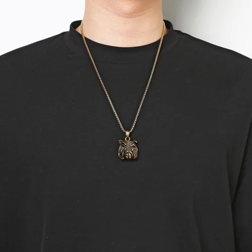 Vista 3 de AsAlways Animal Necklace for Men, with 22"+2" Rolo Chain BULLDOG