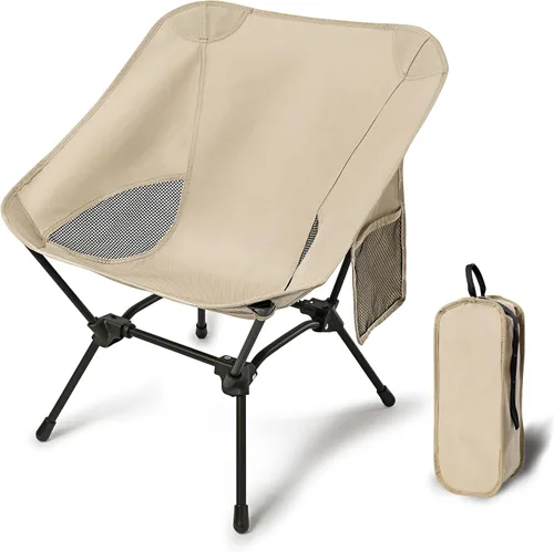 Vista 8 de Sillas de camping ligeras con altura ajustable, sillas de camping portátiles para adultos con bolsa de transporte y bolsillos laterales, sillas