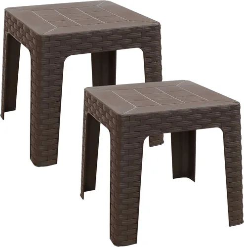 Vista 20 de Sunnydaze Adirondack - Mesa auxiliar pequeña para exteriores para elementos esenciales de balcón, mesa auxiliar cuadrada de plástico para patio