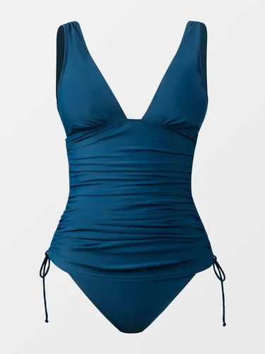 Vista 5 de CUPSHE - Conjunto de tankini de dos piezas para mujer, cuello en V, cordón lateral, tirantes anchos fruncidos