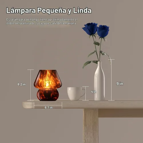 Vista 5 de Dawnwake Lámpara de hongo, lámpara pequeña de mesa para dormitorio, lámparas de noche de escritorio para sala de estar, decoración de hongos, lindas