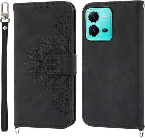 Vista 4 de Funda tipo cartera para Vivo V25/Vivo V25e, funda de piel sintética antideslizante para Vivo V25/Vivo V25e, funda de piel sintética antideslizante
